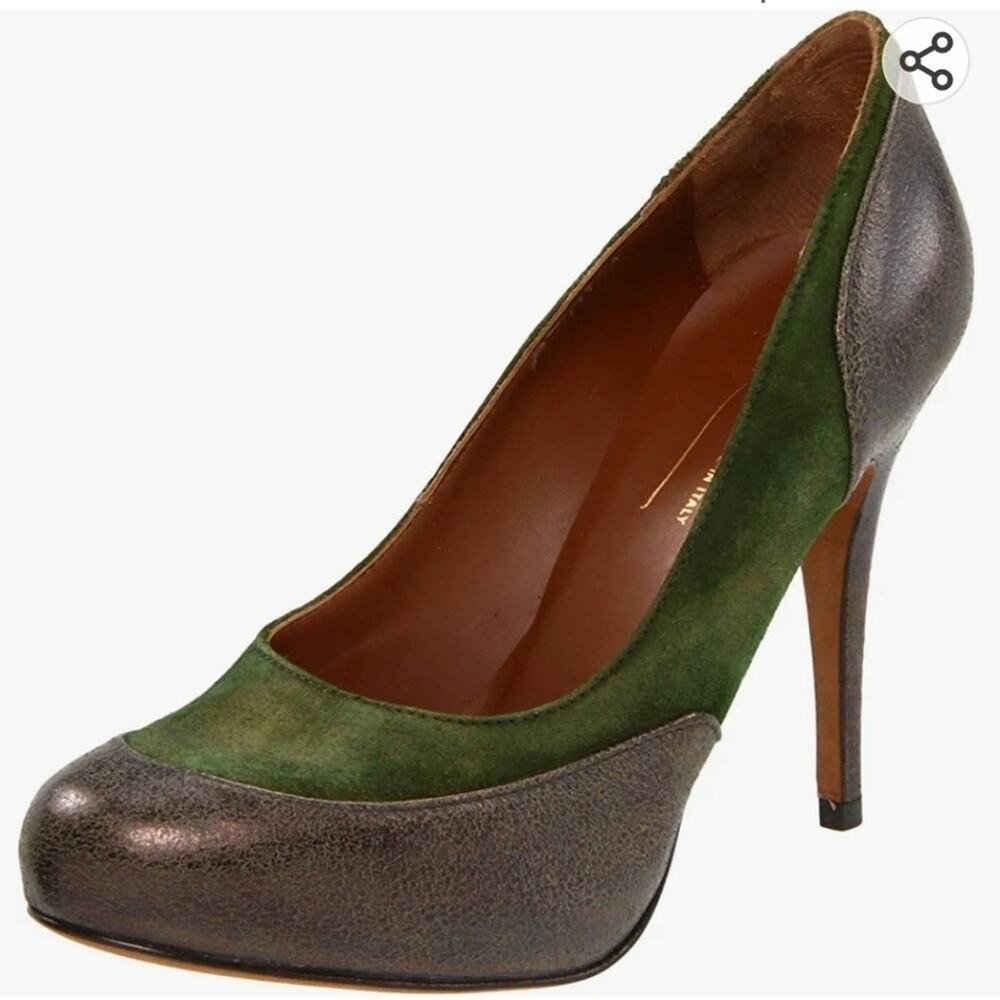 DONALD J Pliner Lennox khaki Green Suede platform Heels size 7.5 new!!!